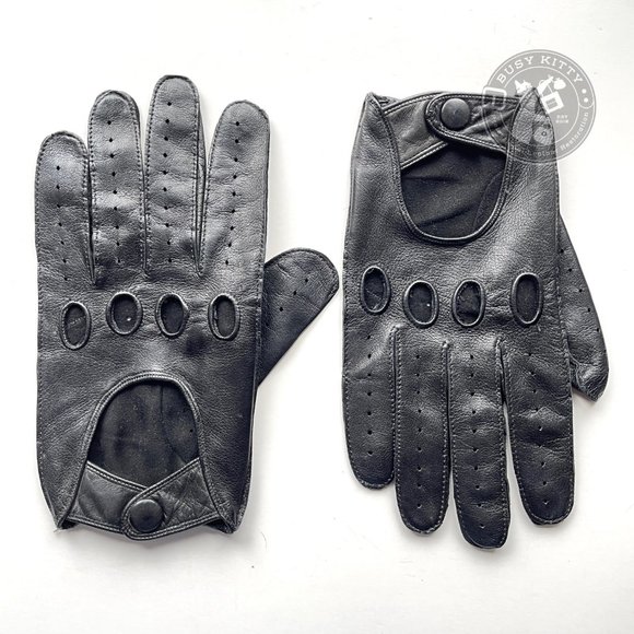 NWOT Vintage Coach Black Leather Men's Driving Gloves Medium - Style No. 2020 - Picture 3 of 8